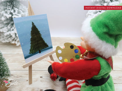Christmas Elf Painting Scene