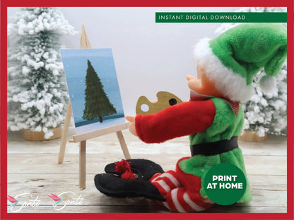 Christmas Elf Painting Scene