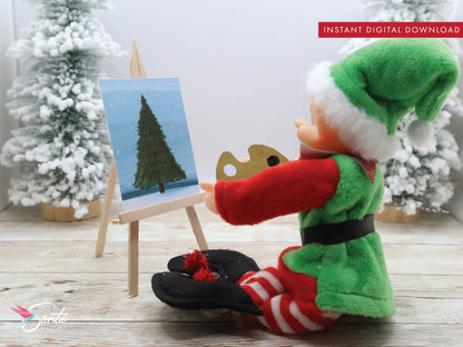 Christmas Elf Painting Scene