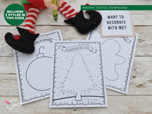 Christmas Elf Decorating Coloring Activity Sheets