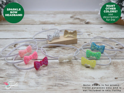 Christmas Elf Sparkle Bow Headband 3 Pack