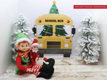 Christmas Elf School Bus