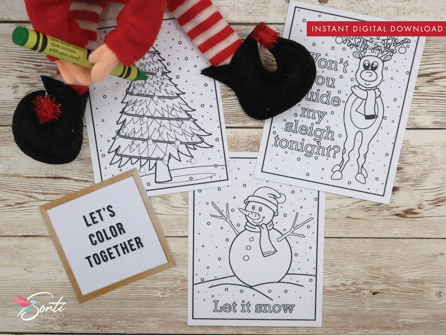 Christmas Elf Coloring Pages