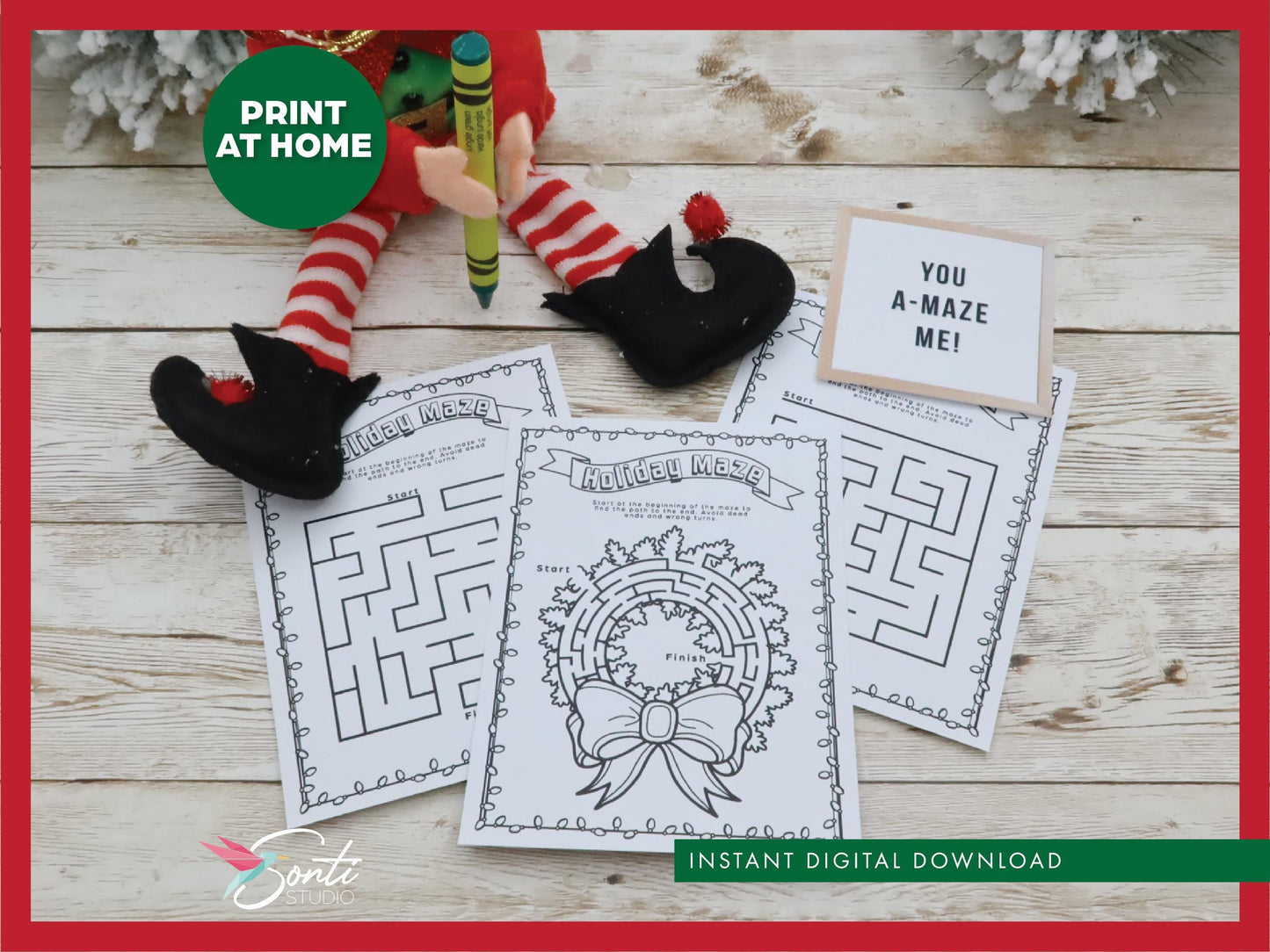 Christmas Elf Maze Activity Pages