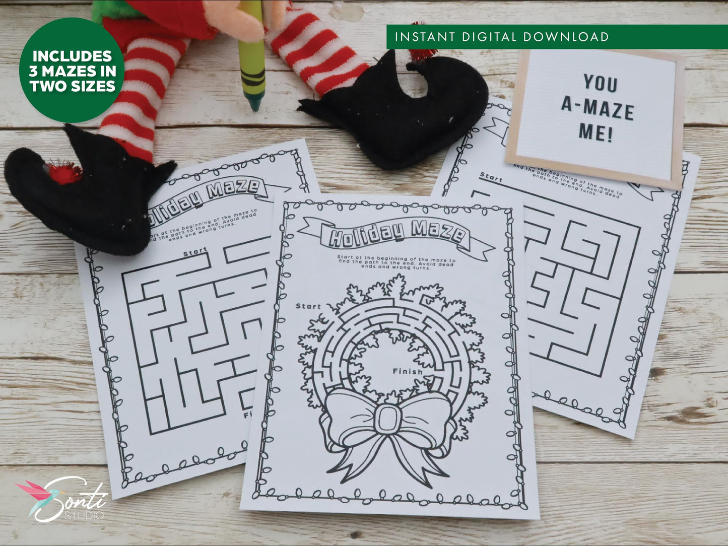 Christmas Elf Maze Activity Pages