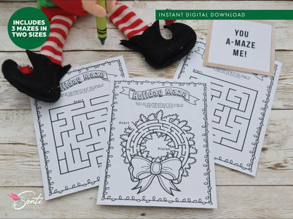 Christmas Elf Maze Activity Pages