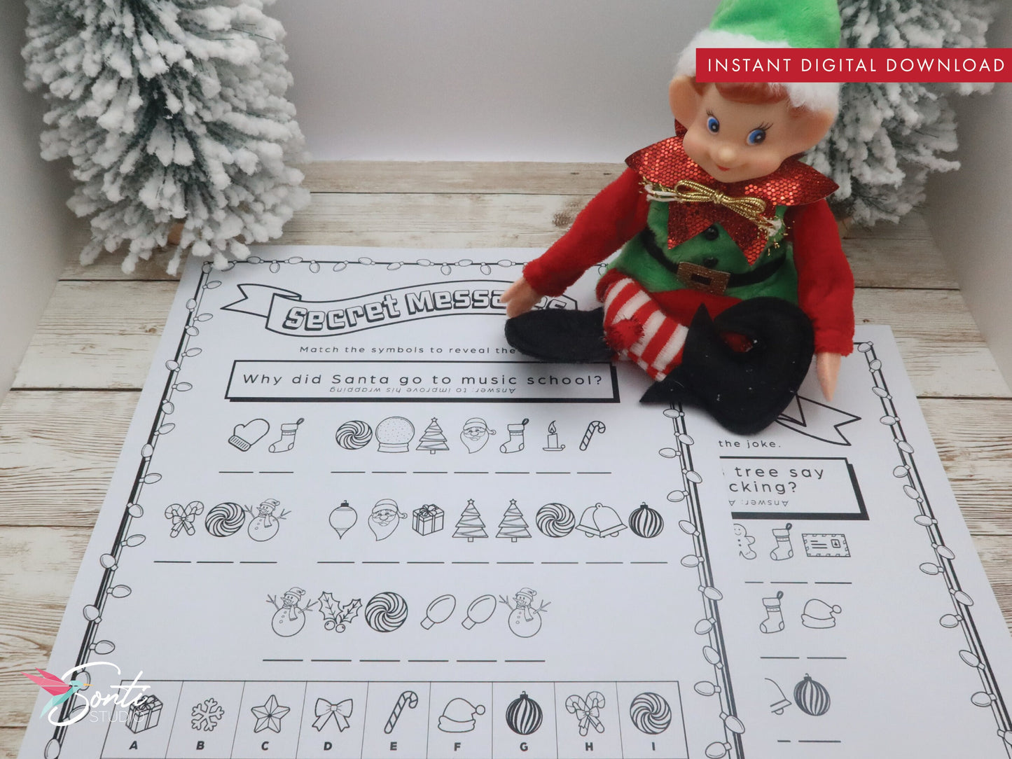 Christmas Elf Secret Message Activity Pages