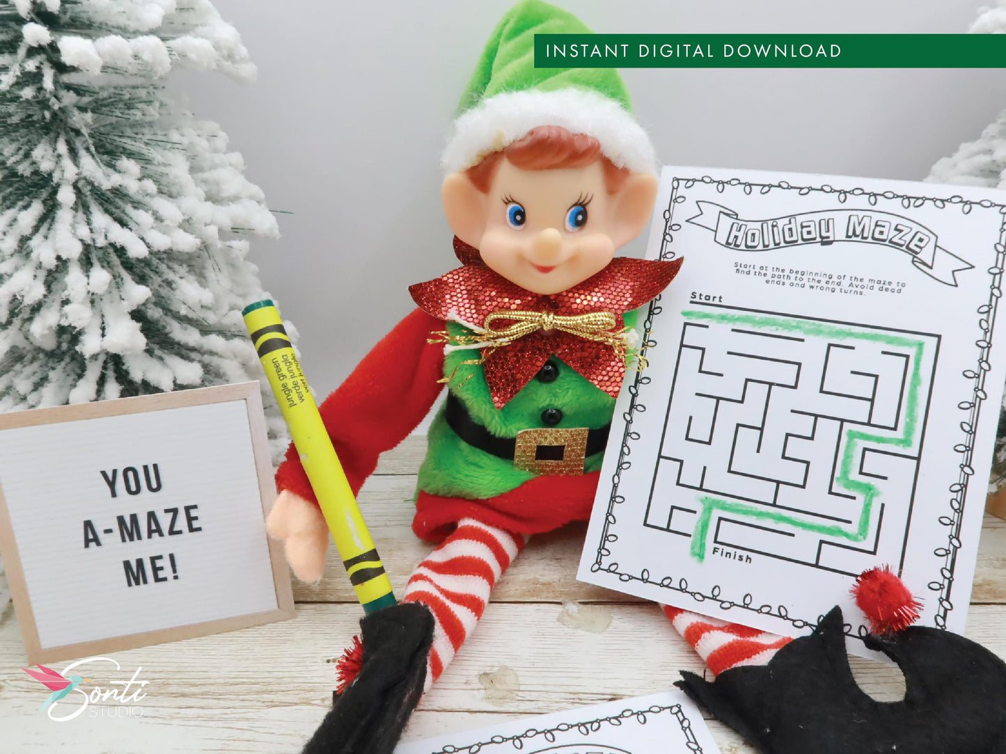 Christmas Elf Maze Activity Pages