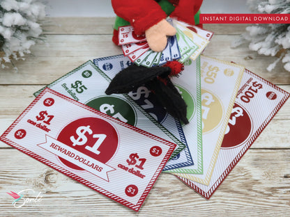 Christmas Elf Play Money or Reward Dollars