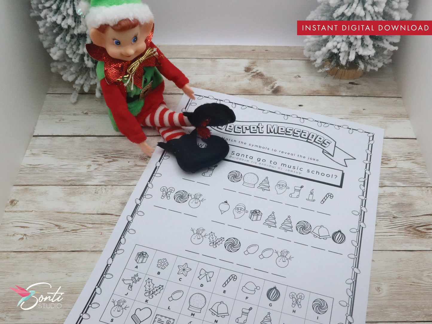 Christmas Elf Secret Message Activity Pages