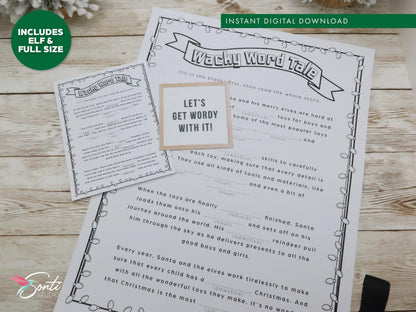 Christmas Elf Word Game Activity Pages