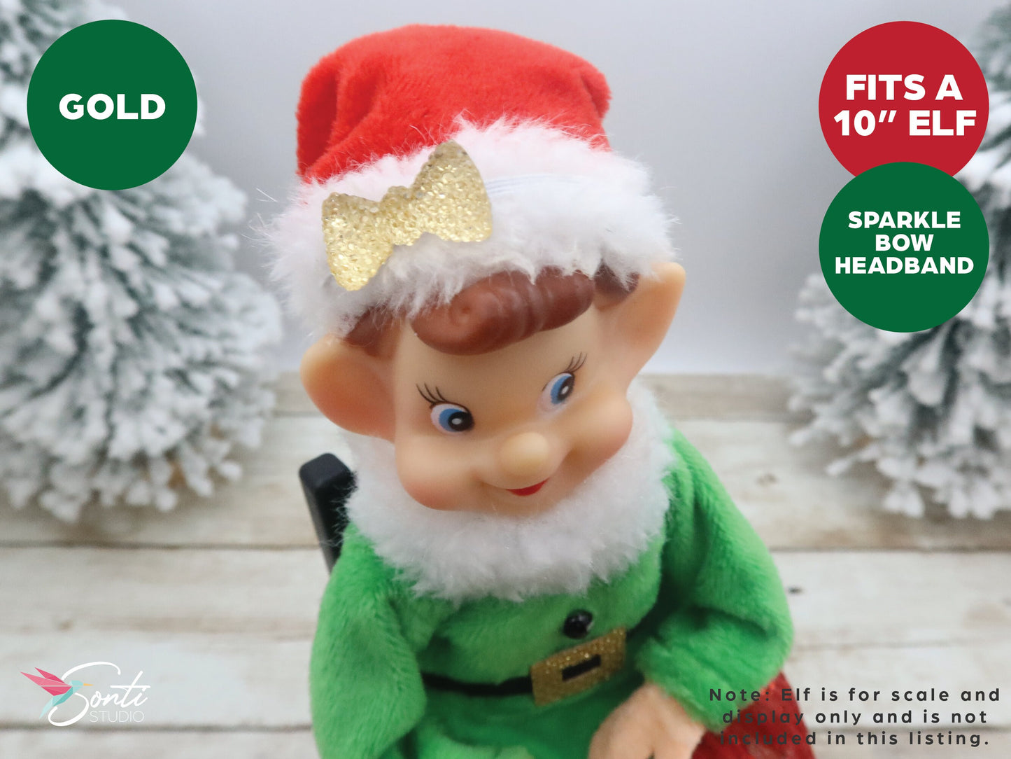 Christmas Elf Sparkle Bow Headband 3 Pack