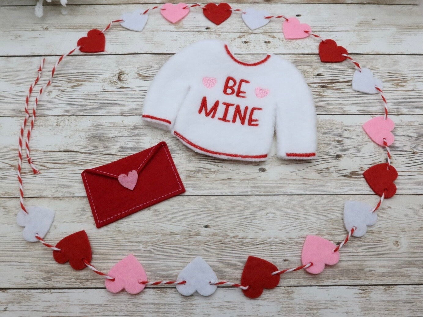 Christmas Elf Valentines Day Shirt, Banner, and Felt Envelope