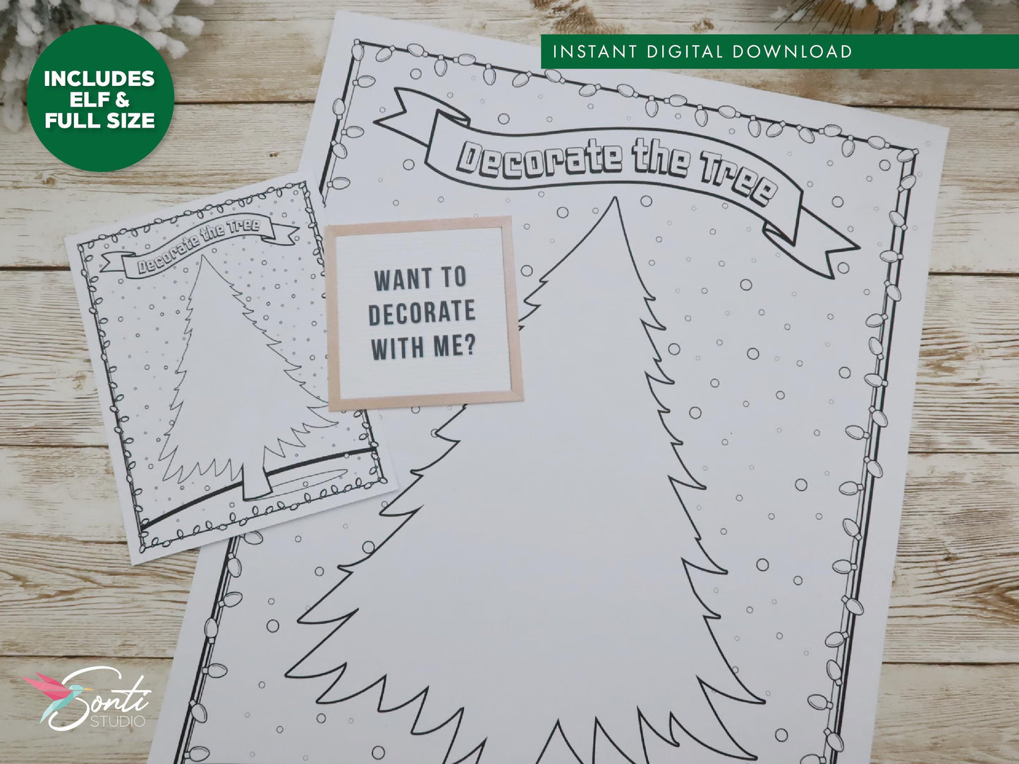 Christmas Elf Decorating Coloring Activity Sheets