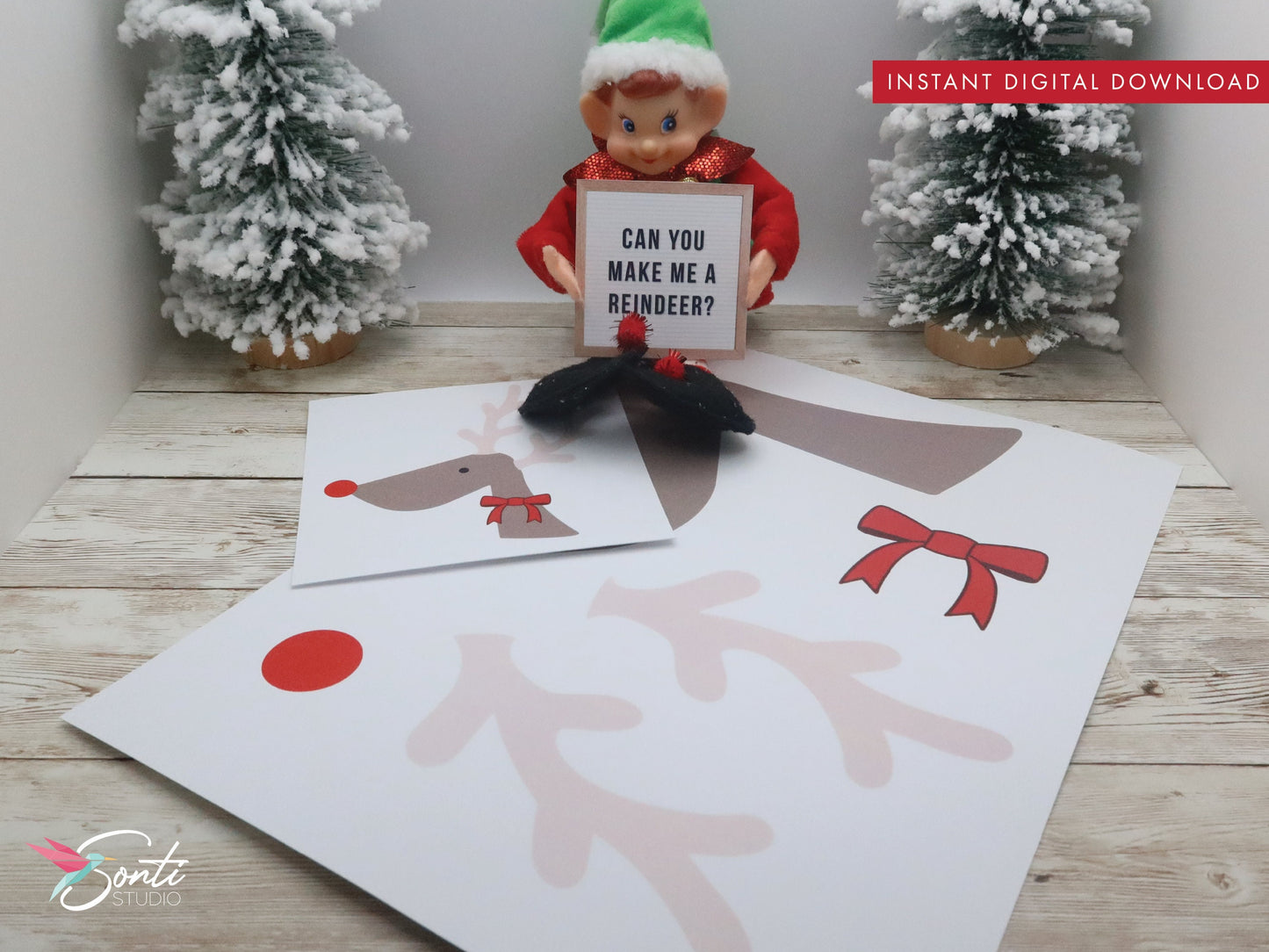 Christmas Elf Reindeer Craft Activity