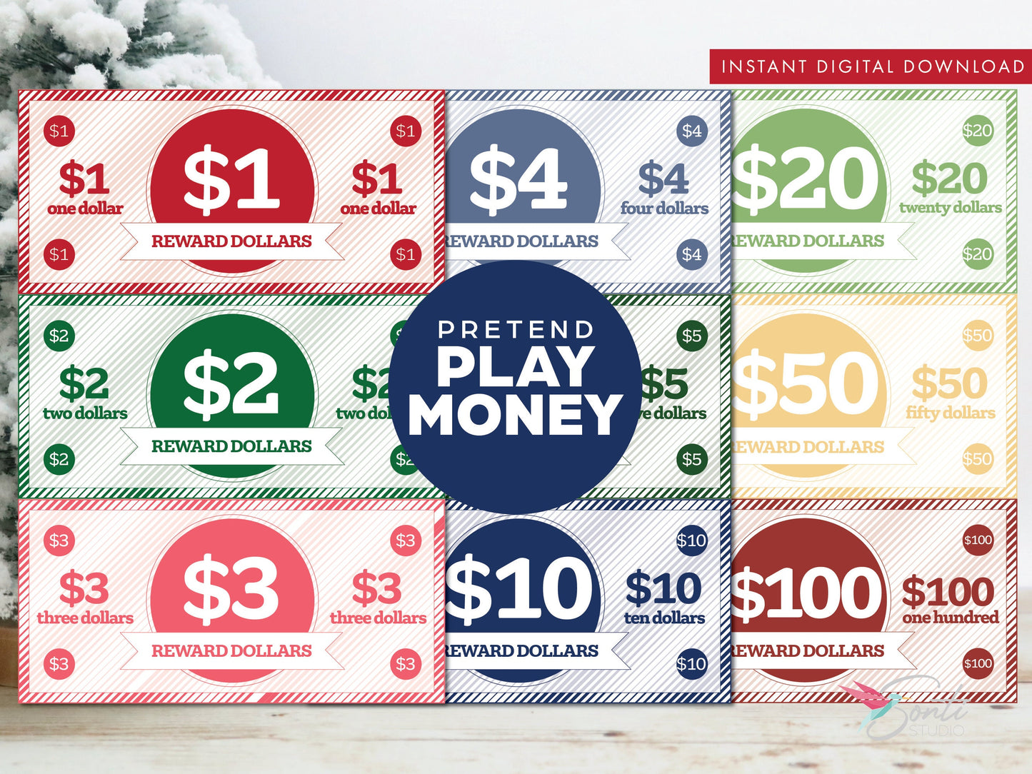 Christmas Elf Play Money or Reward Dollars