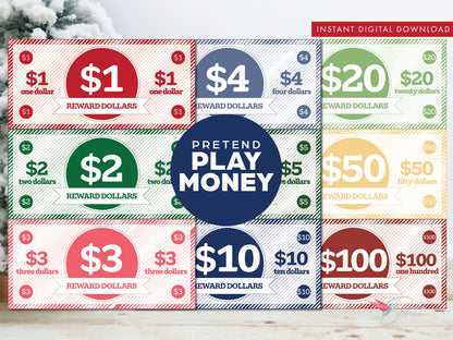 Christmas Elf Play Money or Reward Dollars