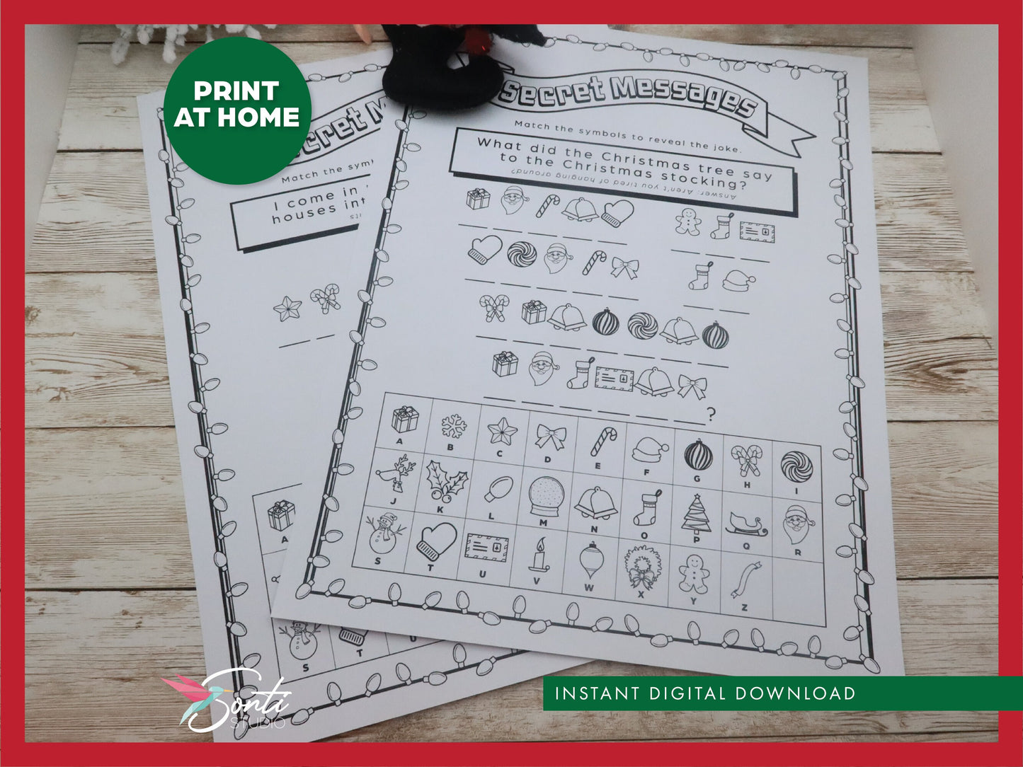 Christmas Elf Secret Message Activity Pages