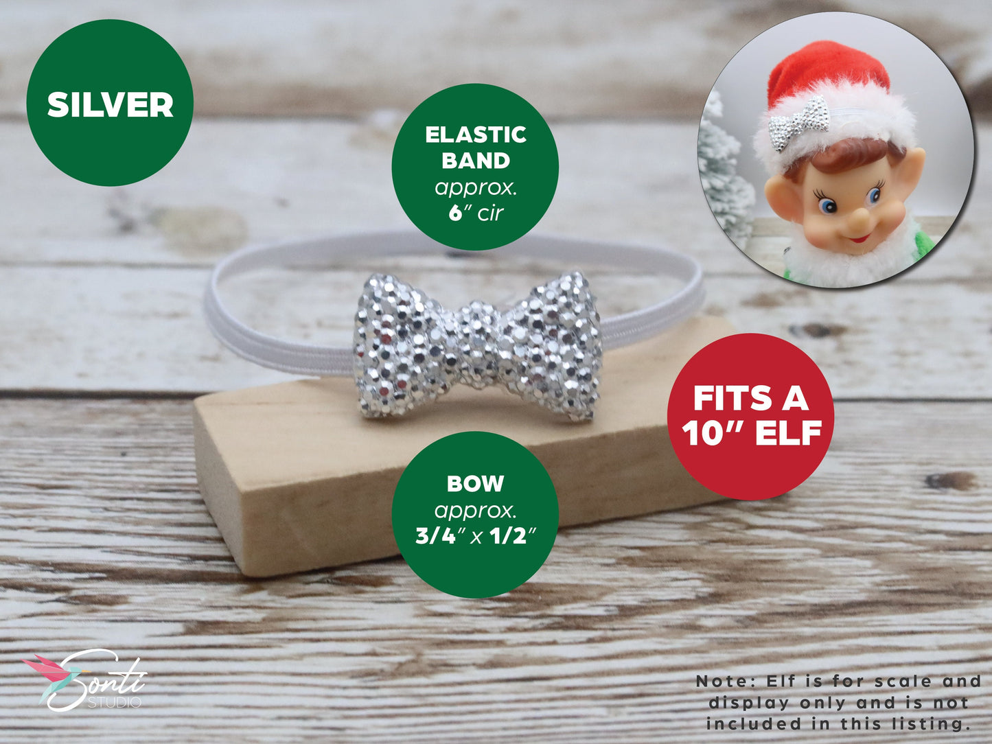 Christmas Elf Sparkle Bow Headband 3 Pack