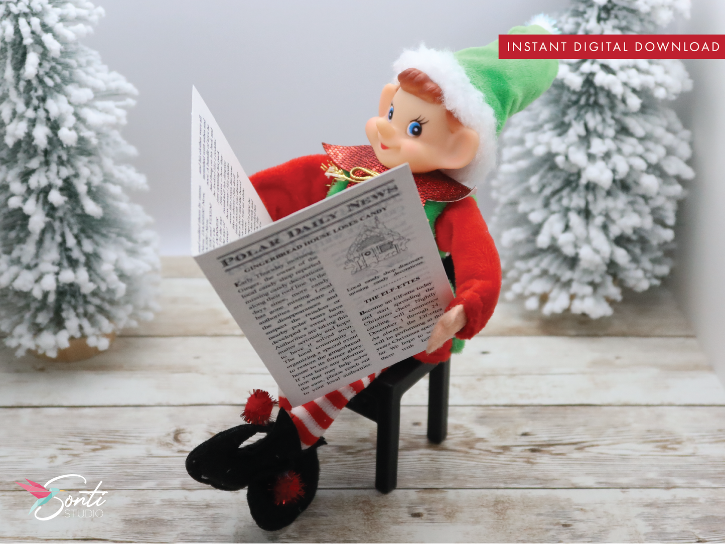 Christmas Elf Miniature Newspaper