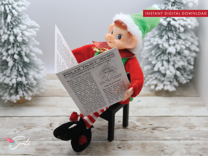 Christmas Elf Miniature Newspaper