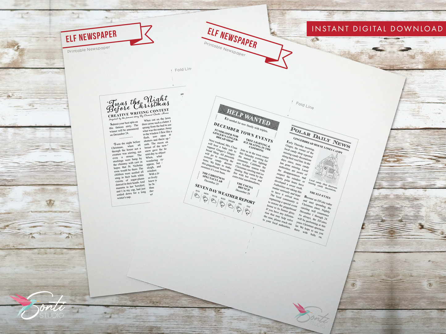 Christmas Elf Miniature Newspaper
