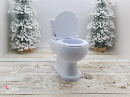Deluxe Christmas Elf Newspaper and Toilet with Plunger, Toilet Paper Roll + Holder