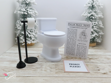 Deluxe Christmas Elf Newspaper and Toilet with Plunger, Toilet Paper Roll + Holder