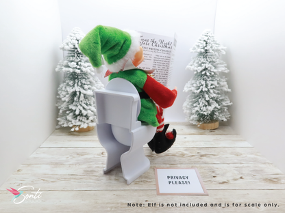 Deluxe Christmas Elf Newspaper and Toilet with Plunger, Toilet Paper Roll + Holder