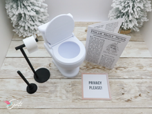 Deluxe Christmas Elf Newspaper and Toilet with Plunger, Toilet Paper Roll + Holder