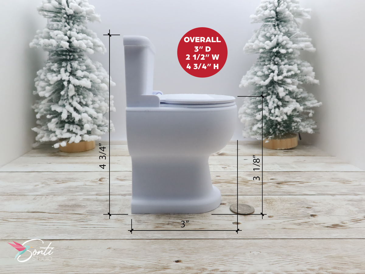 Deluxe Christmas Elf Newspaper and Toilet with Plunger, Toilet Paper Roll + Holder
