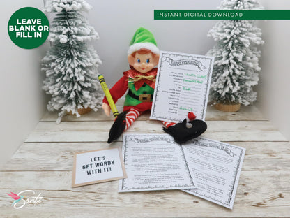 Christmas Elf Word Game Activity Pages