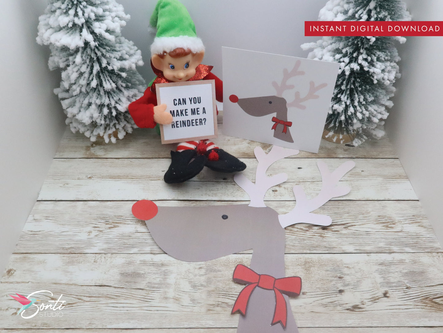 Christmas Elf Reindeer Craft Activity