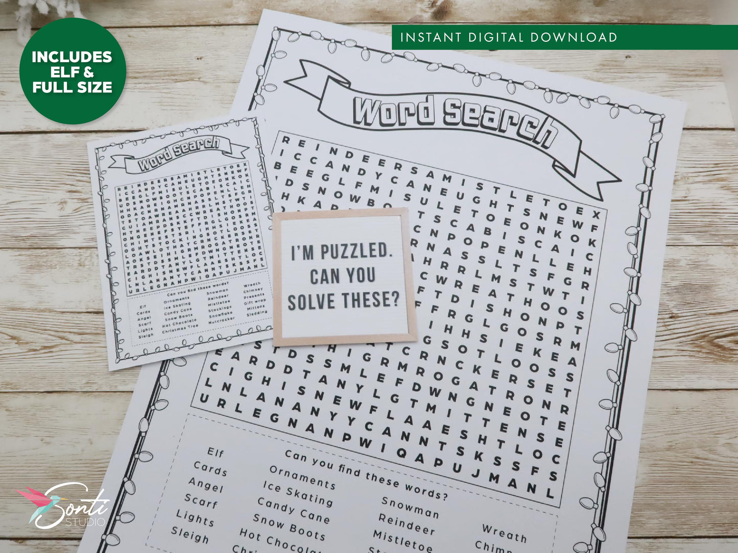 Christmas Elf Word Search Activity Pages