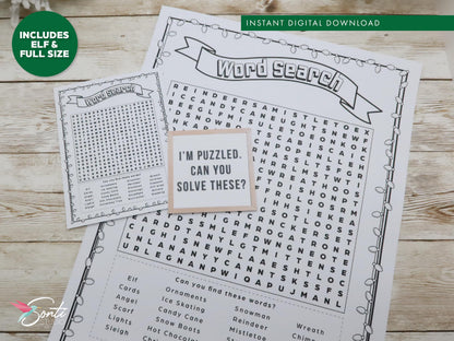 Christmas Elf Word Search Activity Pages