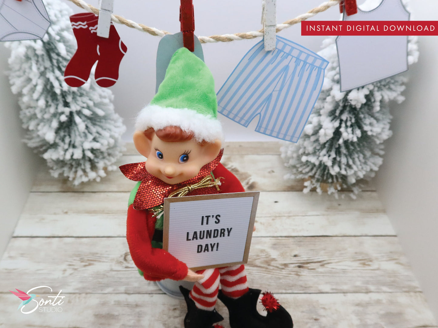 Christmas Elf Laundry Day Prop