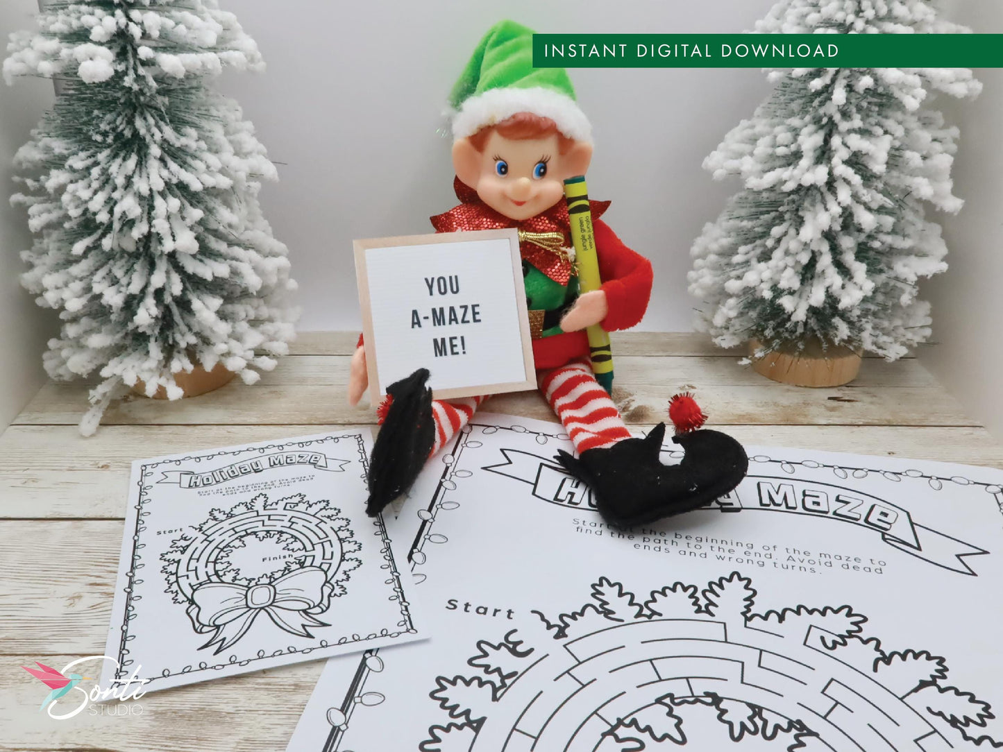 Christmas Elf Maze Activity Pages