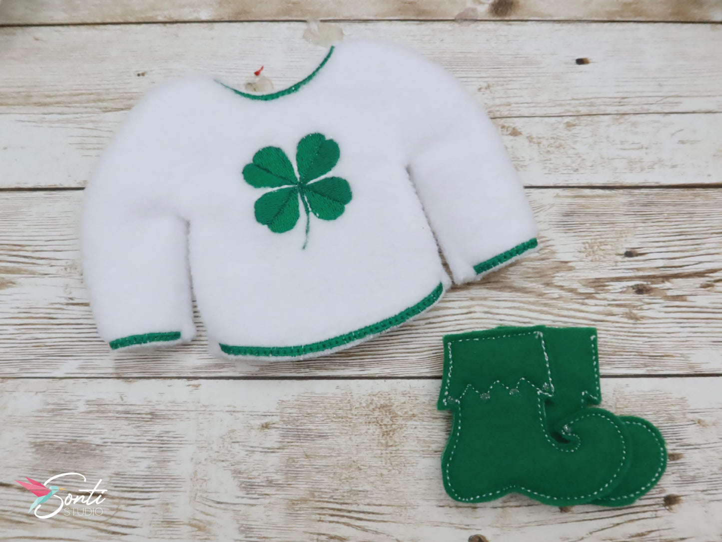 Christmas Elf St Patrick's Day Shirt and Green Felt Shoes