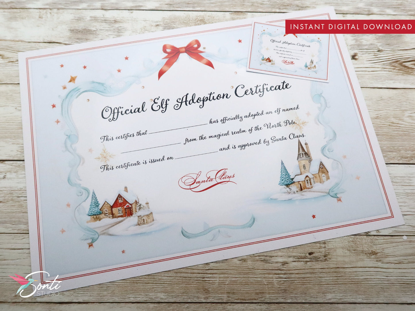 Christmas Elf Editable Adoption Certificate
