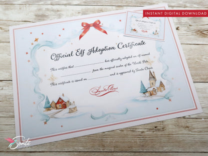 Christmas Elf Editable Adoption Certificate