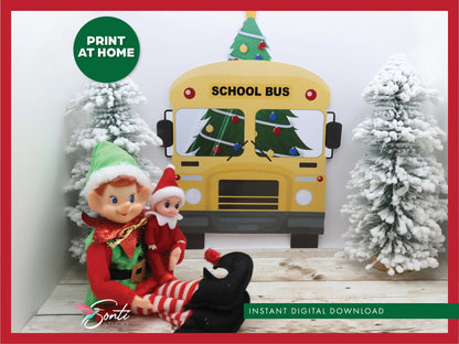 Christmas Elf School Bus