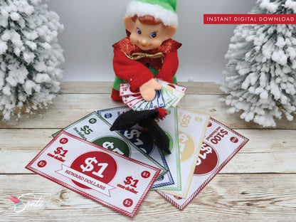Christmas Elf Play Money or Reward Dollars