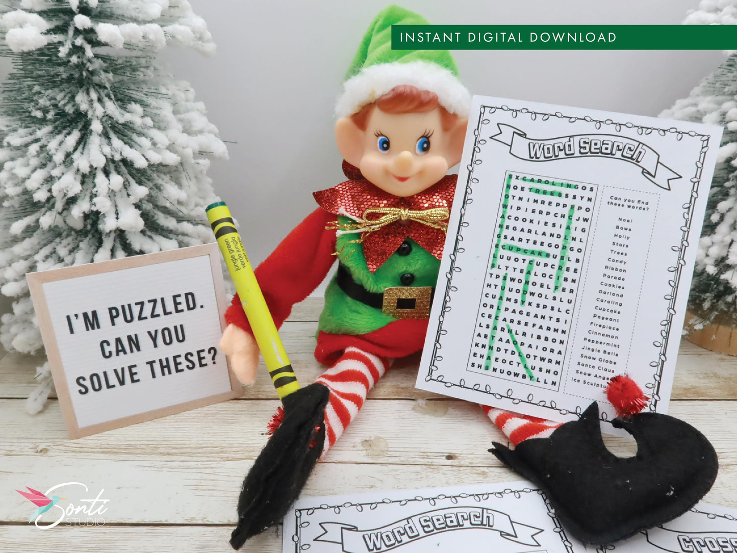 Christmas Elf Word Search Activity Pages
