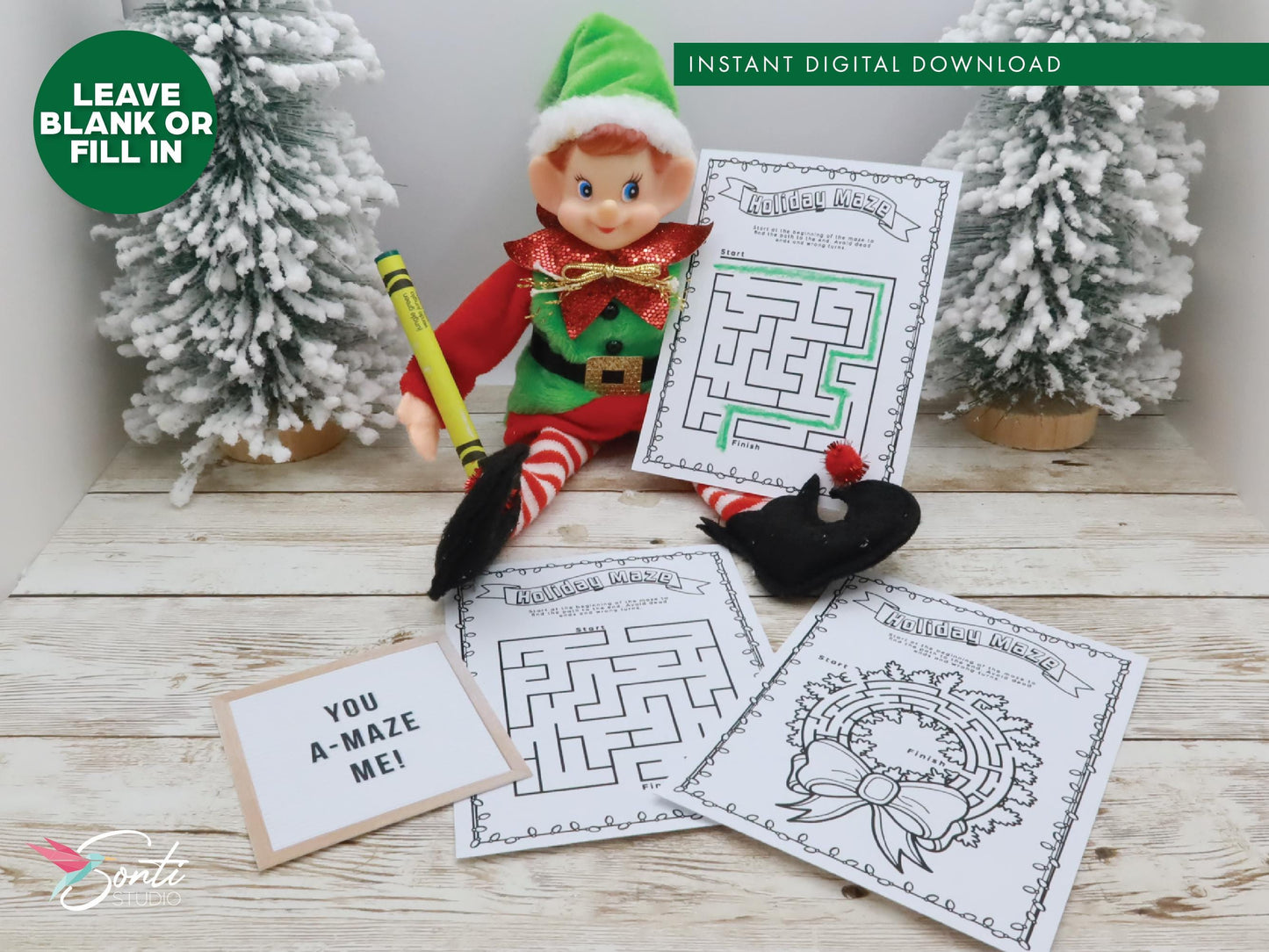 Christmas Elf Maze Activity Pages