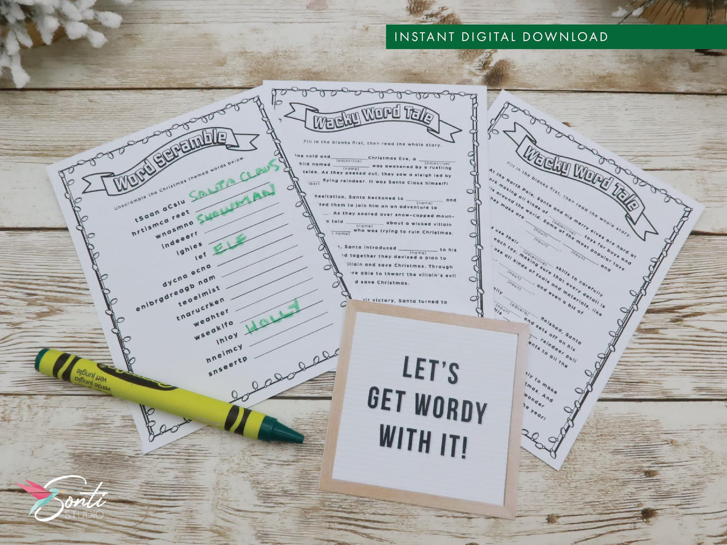 Christmas Elf Word Game Activity Pages