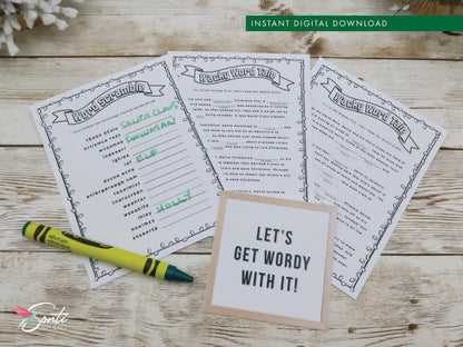 Christmas Elf Word Game Activity Pages