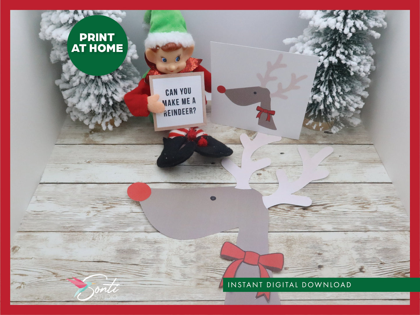 Christmas Elf Reindeer Craft Activity