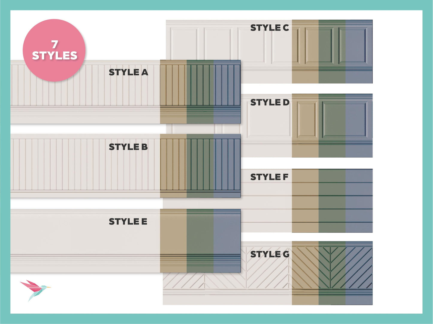 1:12 & 1:6 Miniature Printable Dollhouse Miniature Molding, Historic Colors