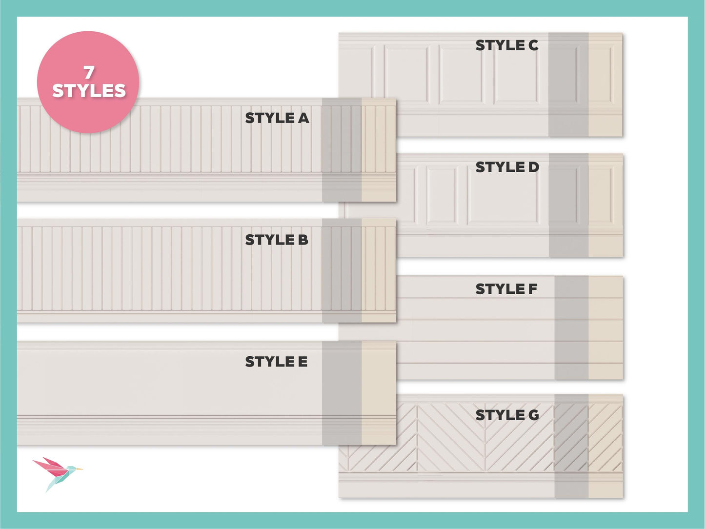 1:12 & 1:6 Miniature Printable Dollhouse Miniature Molding, Neutral Colors
