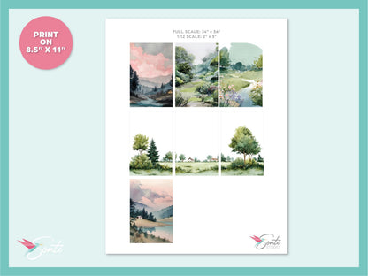 1:12 & 1:6 Miniature Printable Landscape Wall Artwork